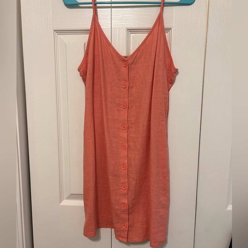 Coral linen sundress
